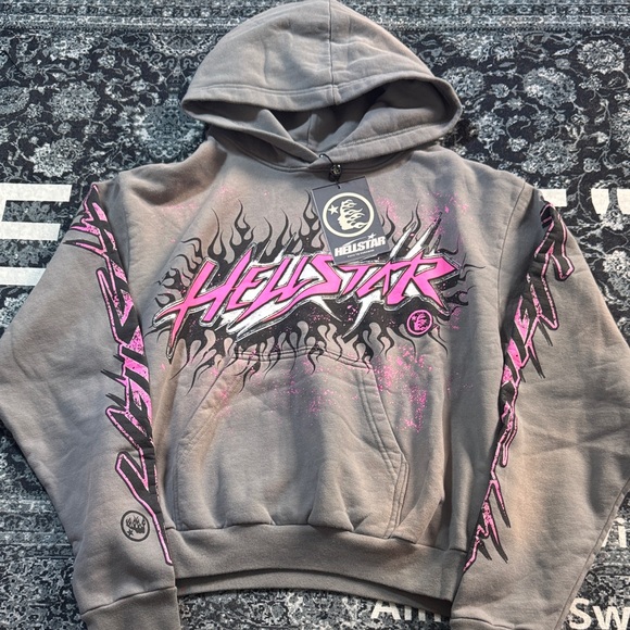 Helstar Gray and Pink Men's Hoodie